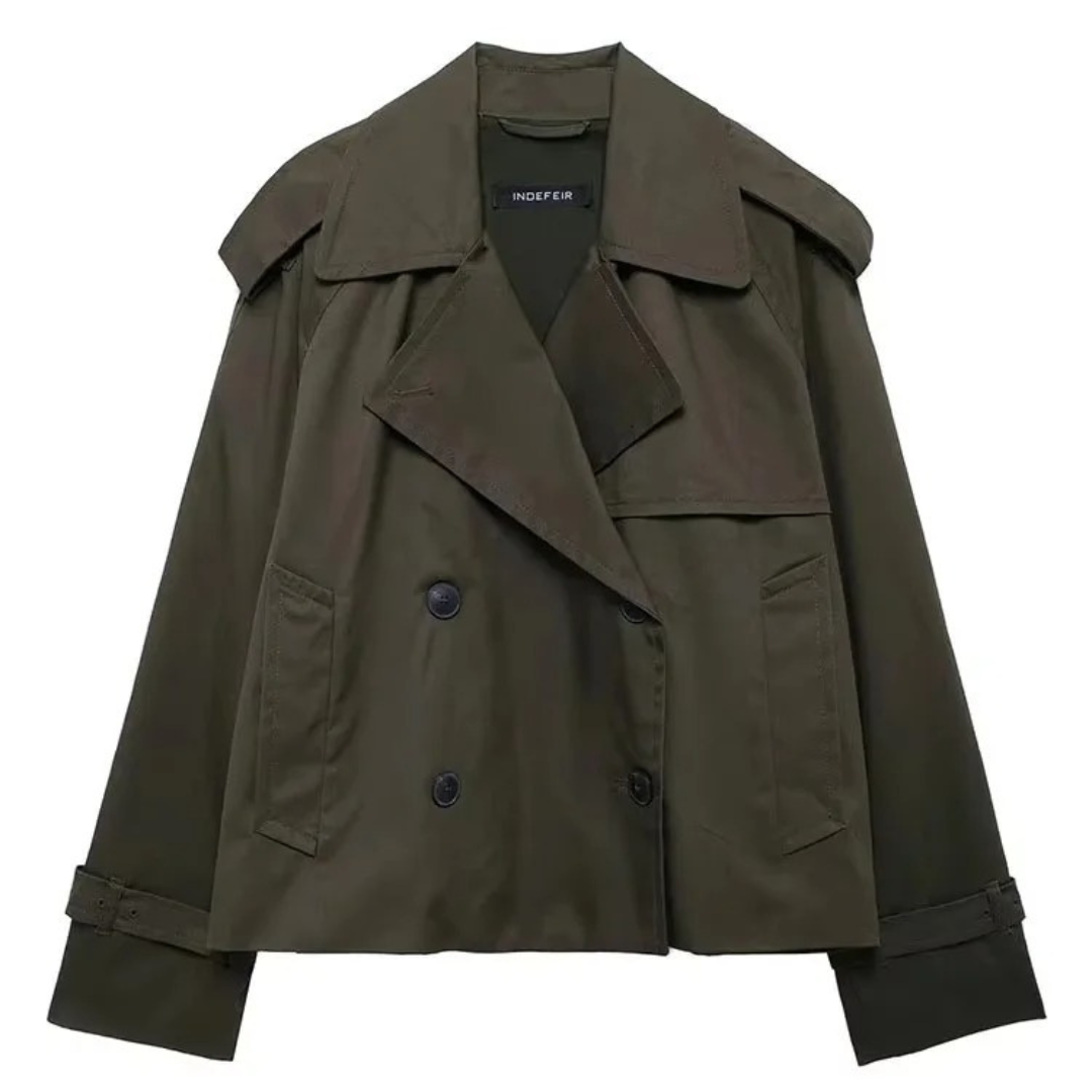 Mantel Damen kurz mit Doppelreiher & Oversized-Schnitt – UrbanChic Cropped Coat