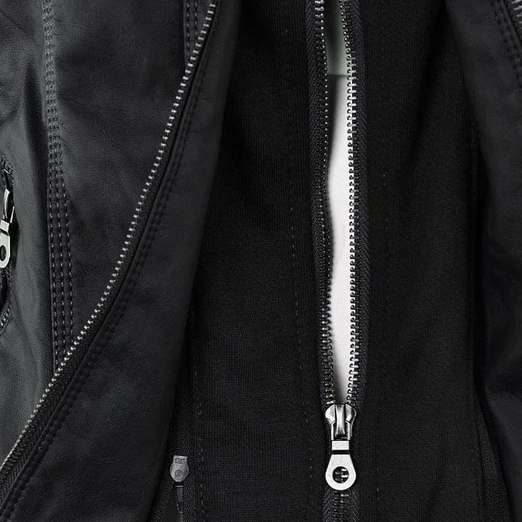 Damen Bikerjacke aus veganem Leder mit Kapuze