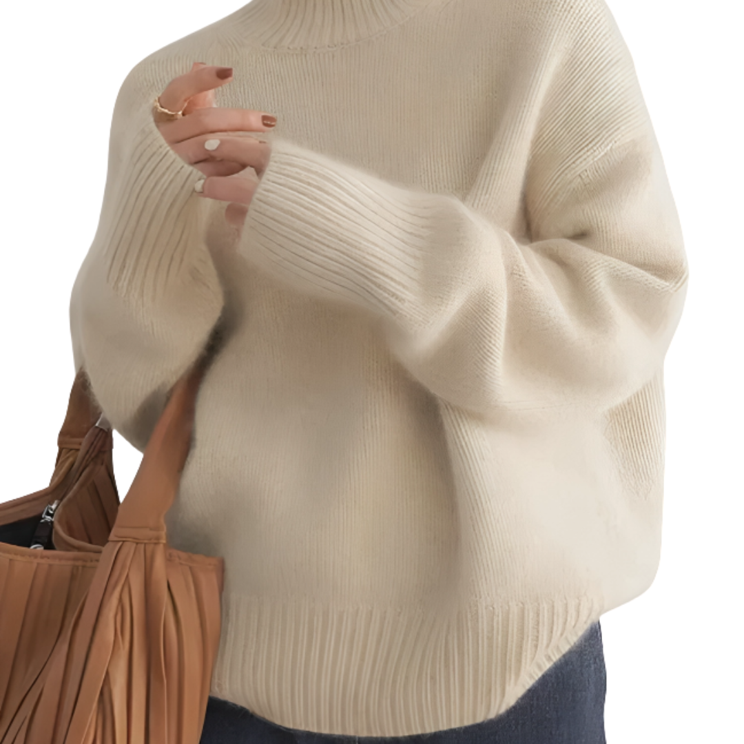 LuxeWool Pullover mit hohem Kragen