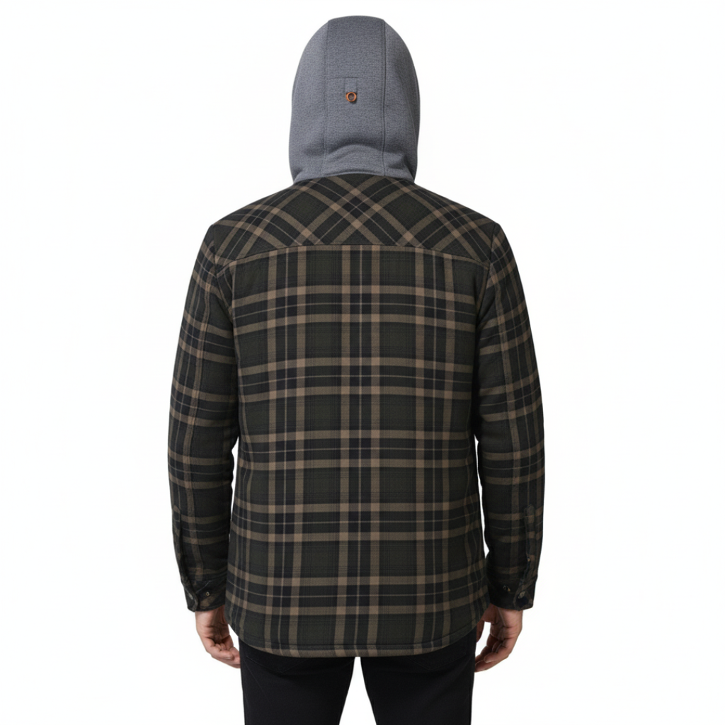 Herren Kapuzen-Flanelljacke mit Sherpa-Futter – Warme Winter-Karohemdjacke
