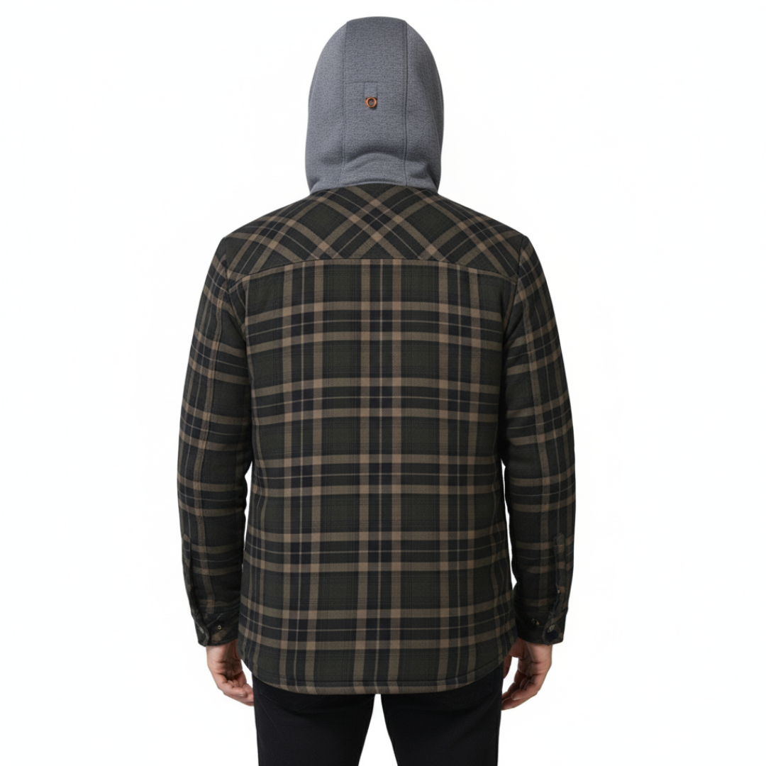 Herren Kapuzen-Flanelljacke mit Sherpa-Futter – Warme Winter-Karohemdjacke