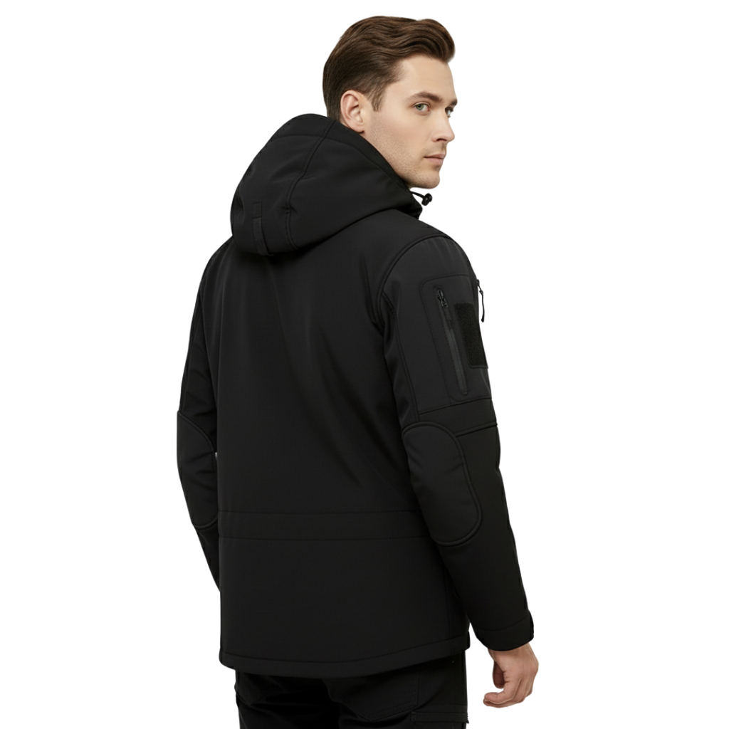 Wasserdichte taktische Fleecejacke für Herren – Winddichte Softshell mit Kapuze
