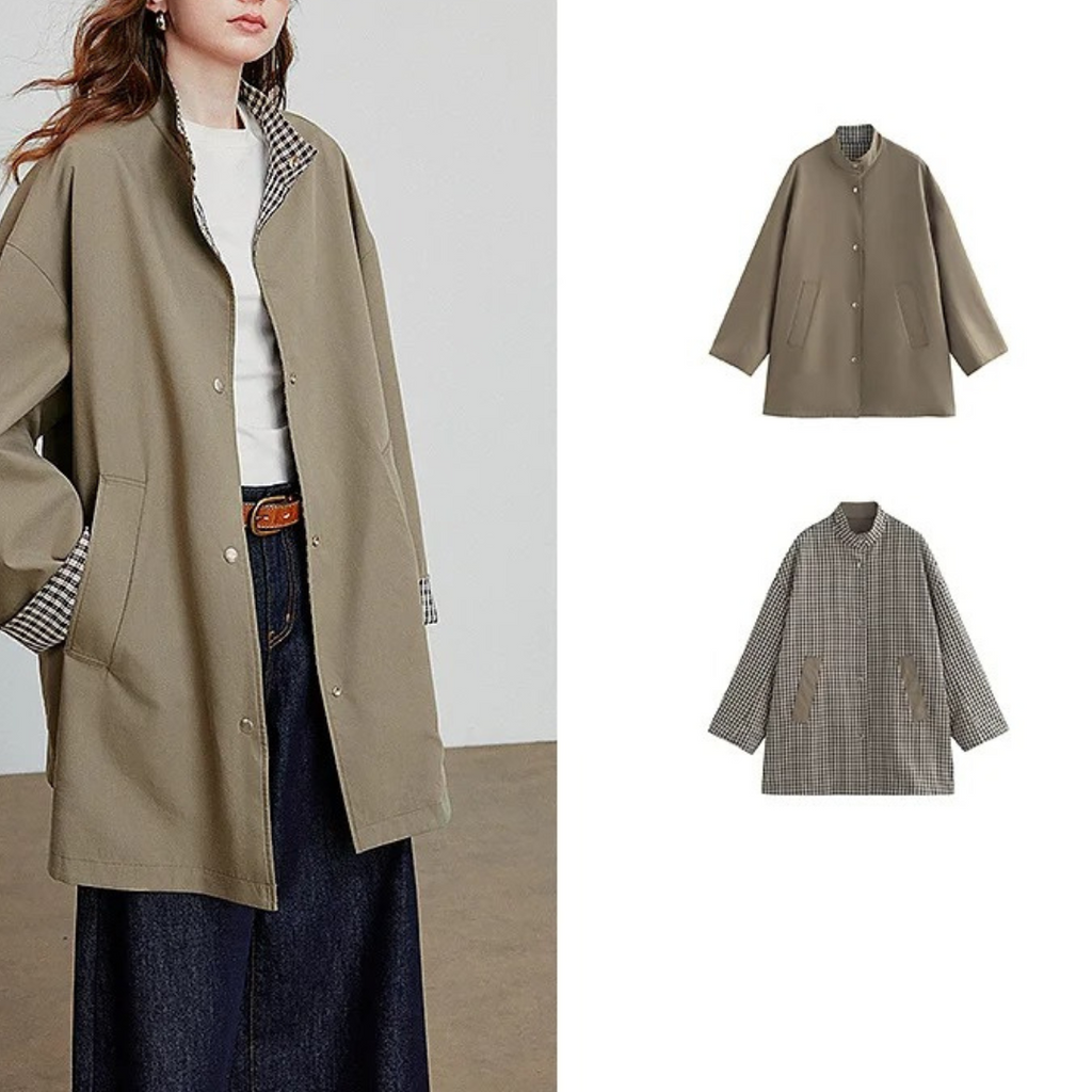 Wendbare Jacke aus Polyester mit Karoseite – UrbanEase Trench