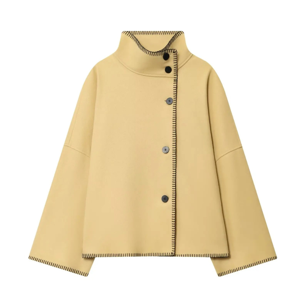 Mantel Damen mit hohem Kragen & Asymmetrischem Schnitt – BelleCôte Kurzjacke