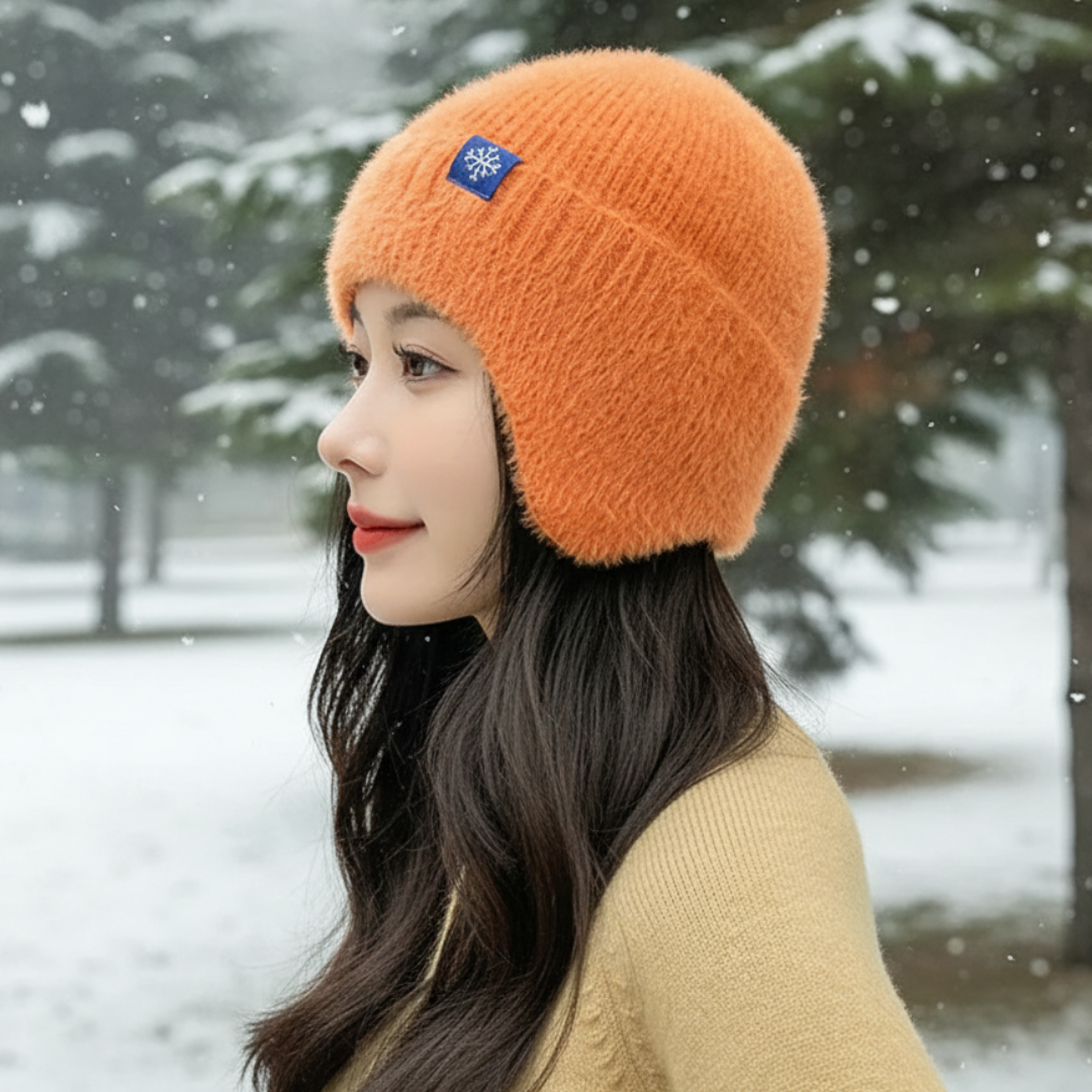 Mütze Damen mit Ohrenschutz & weichem Strick – SnowWarm Knit Cap
