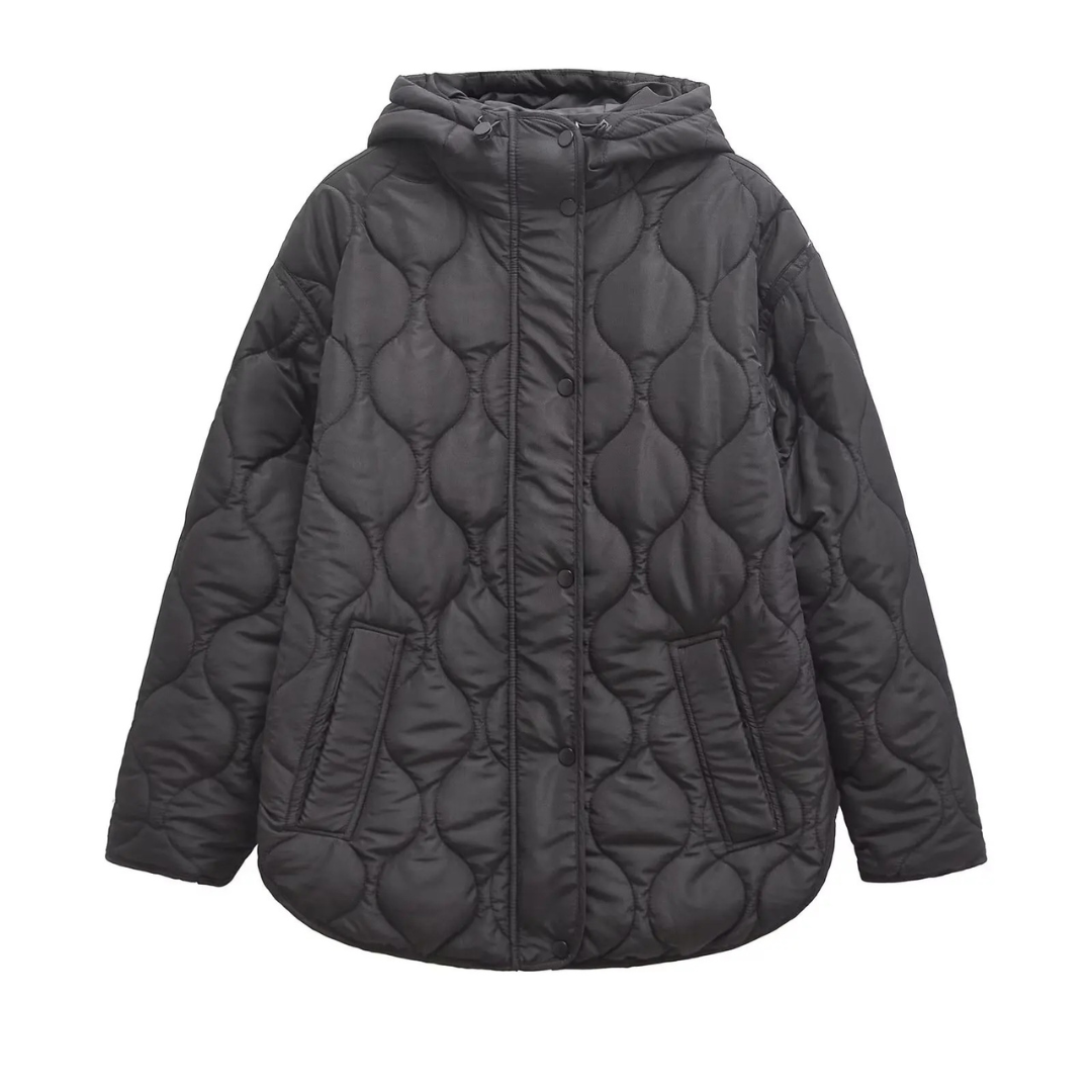 Mantel Damen mit Kapuze & Diamant-Steppdesign – ArcticWeave Coat