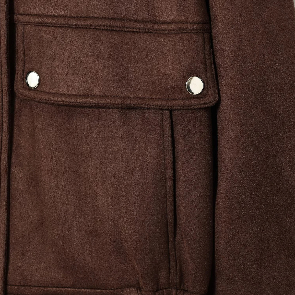 Mantel Damen mit Stehkragen & Taschen aus veganem Leder – UrbanNova Jacket