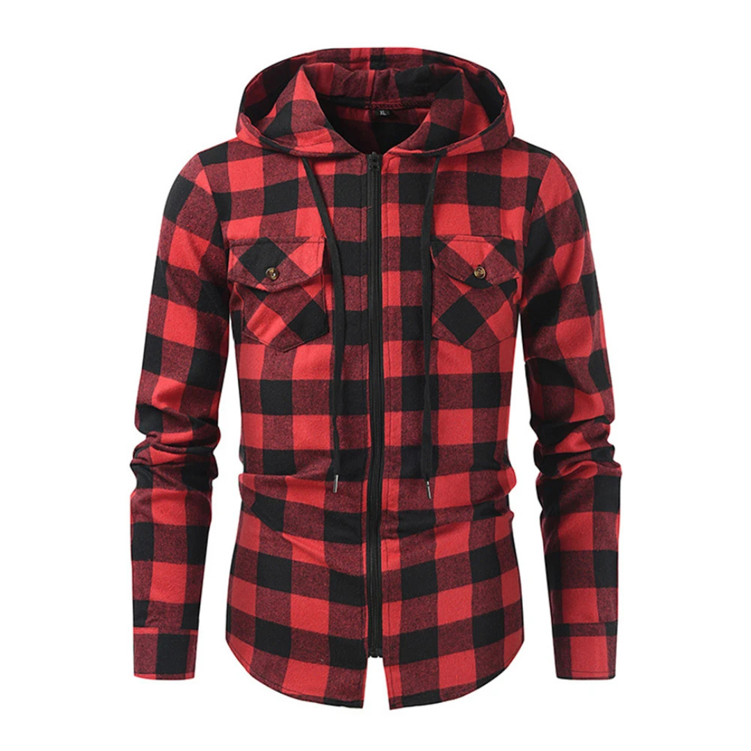 Flanell Kapuzenhemd mit Knopfleiste & atmungsaktivem Material – NordFlan Comfort Pullover