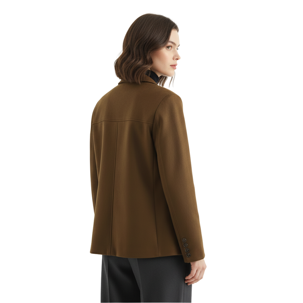 Damen Einreihiger Wollmantel – Taillierter Langer Mantel