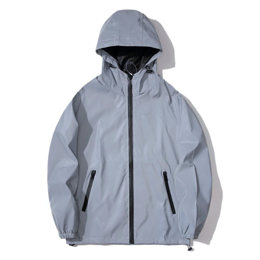 Herren Reflektierende Windjacke – Kapuzenjacke mit Reißverschluss