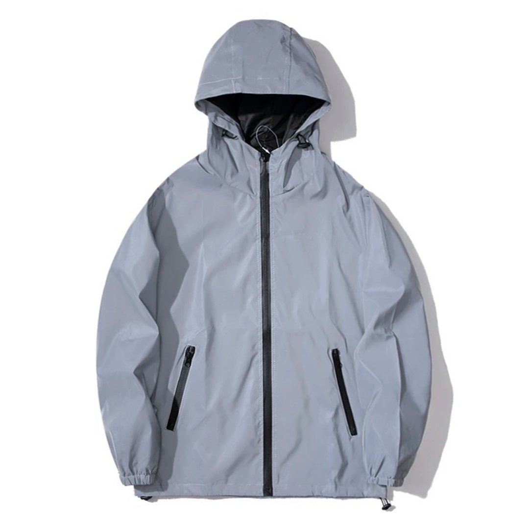 Herren Reflektierende Windjacke – Kapuzenjacke mit Reißverschluss