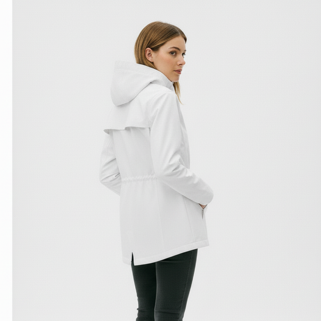 Damen langer Regenmantel mit Kapuze – Leichte winddichte Jacke mit Taschen