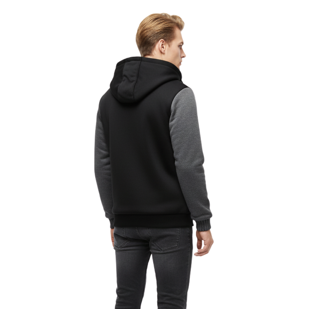 Herren Fleecejacke mit Sherpa-Futter – Warme Kapuzenjacke mit Reißverschluss für den Winter