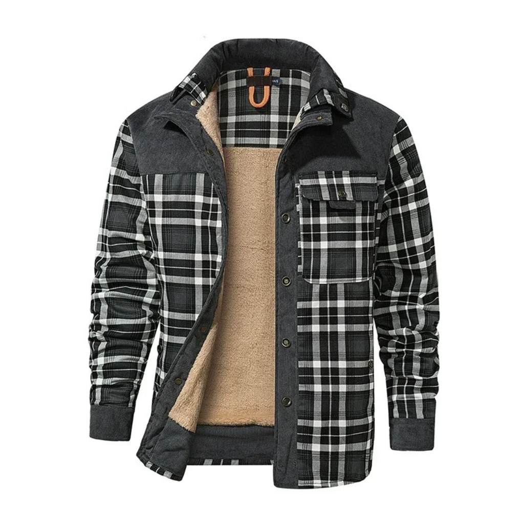 Flanell Pulloverjacke mit Fleece & Taschen – NordBerg Thermal