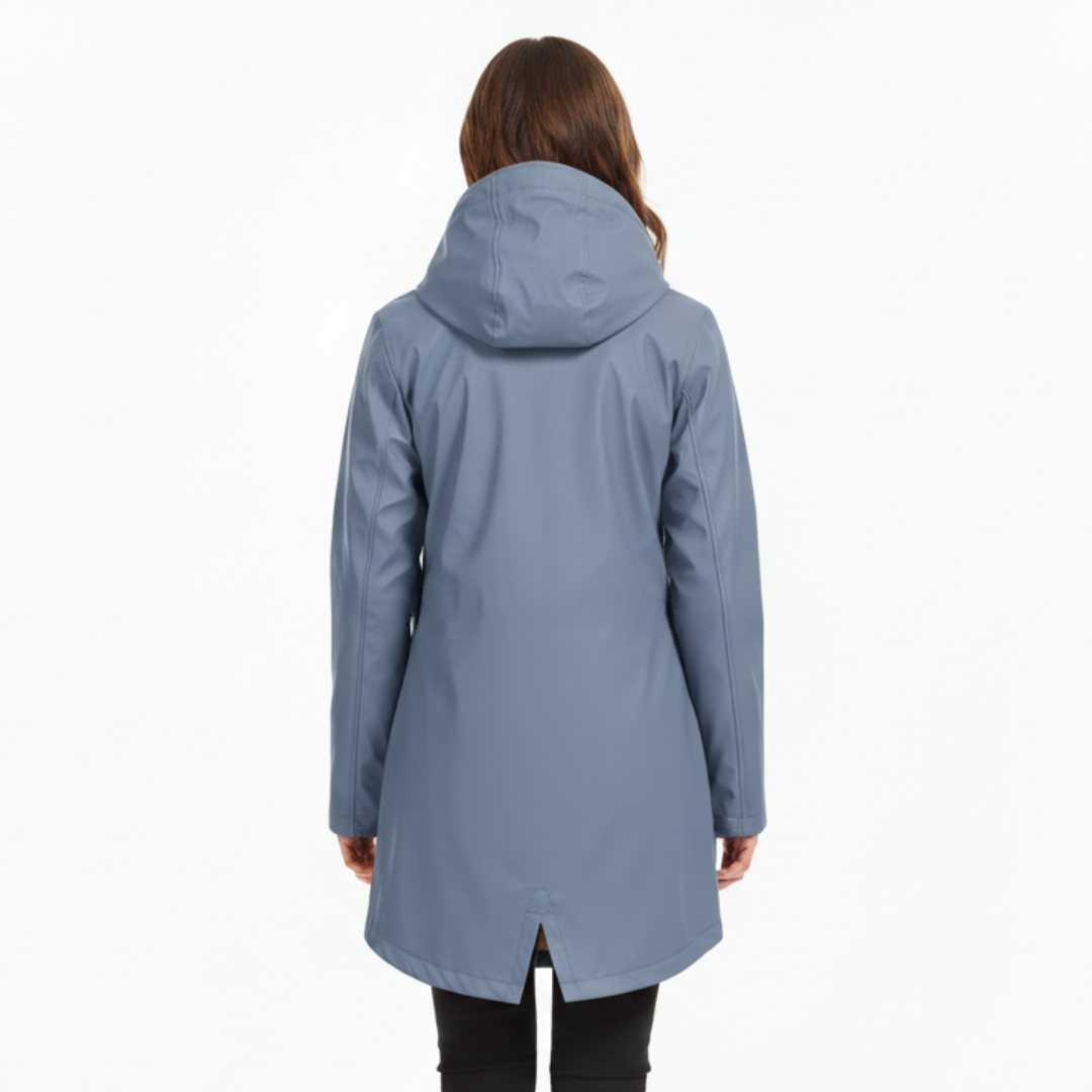 Damenmantel mit Fleece-Futter und Kapuze – Warme Winter-Regenjacke