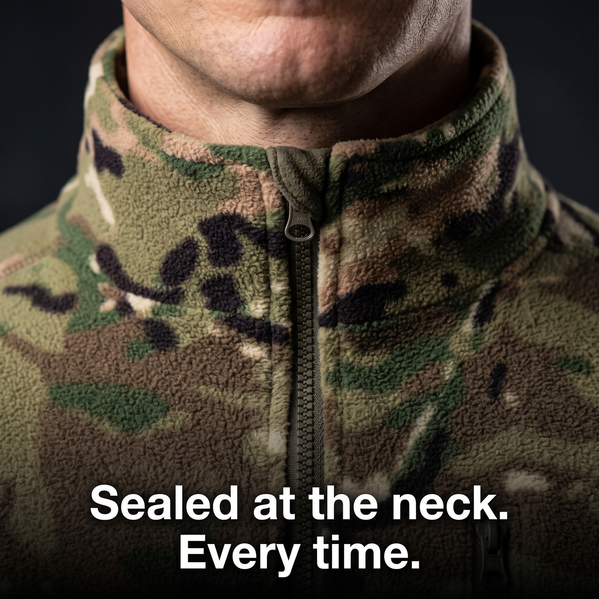 Herren Camo-Fleecejacke mit Stehkragen und durchgehendem Reißverschluss