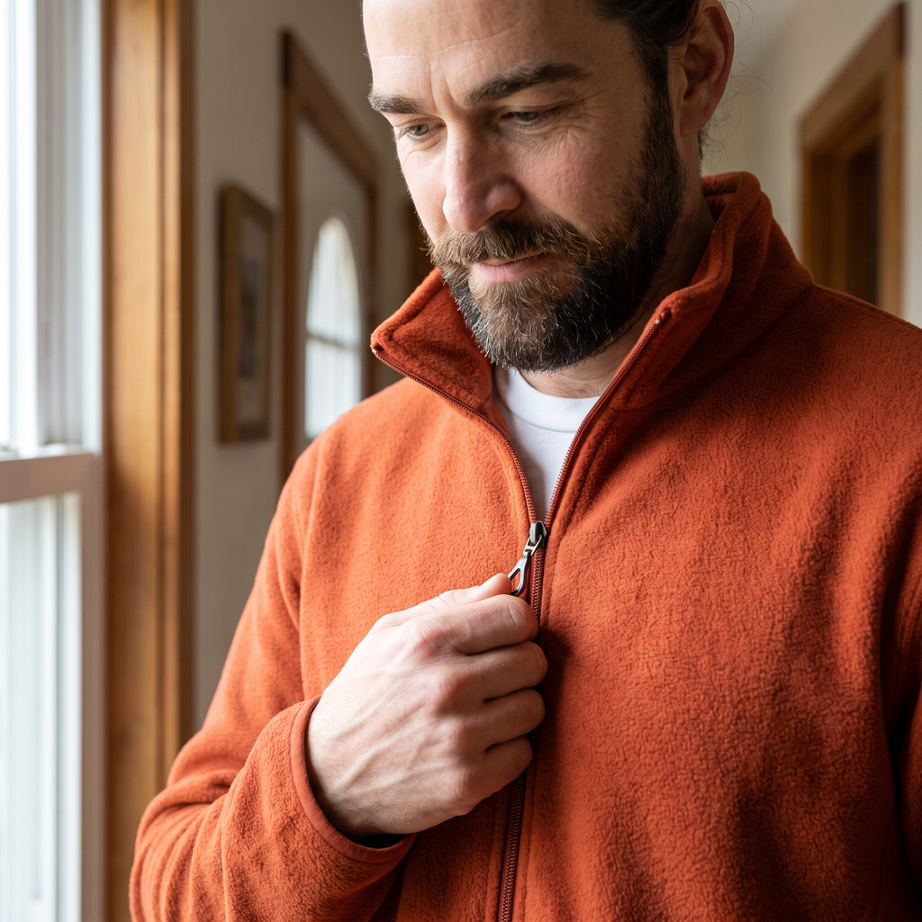 Herren Fleecejacke – durchgehender Reißverschluss, entspannte Passform