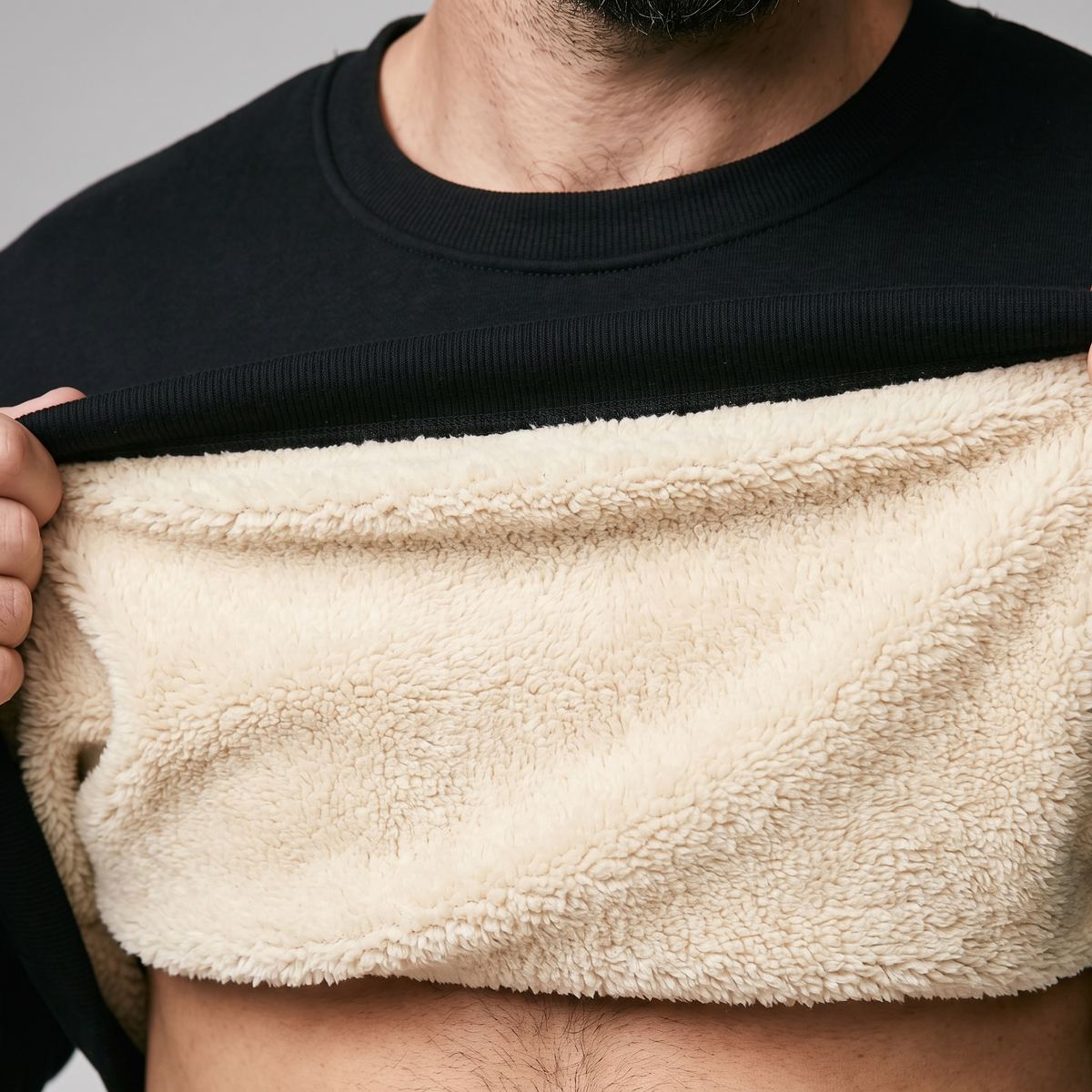 Herren Rundhalspullover – sherpagefüttert für den Winter