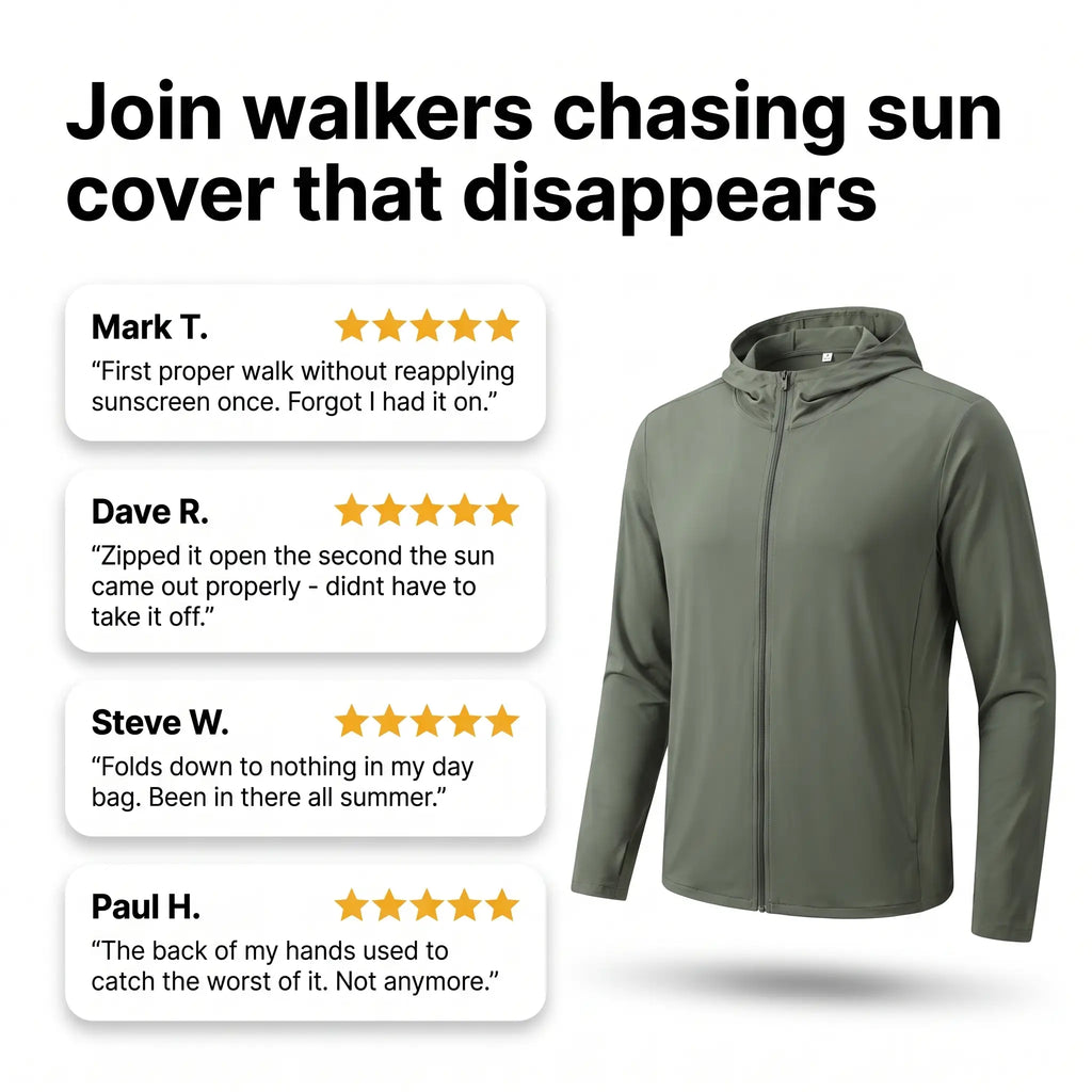 Herren Sonnenhoodie mit durchgehendem Reißverschluss – UPF 50+