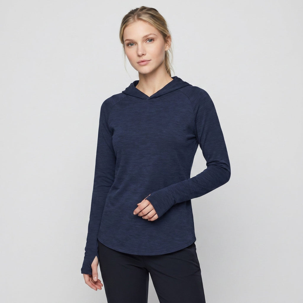 Damen-Sonnenhoodie mittelschwer – UPF 50+ mit Kapuze