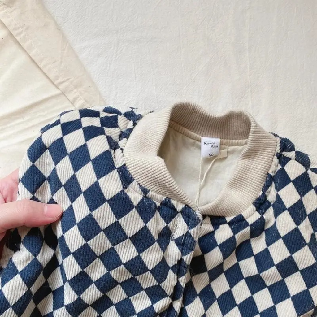 Weste mit gestepptem Baumwollmuster & Karodesign – CozyCheck Kids Vest