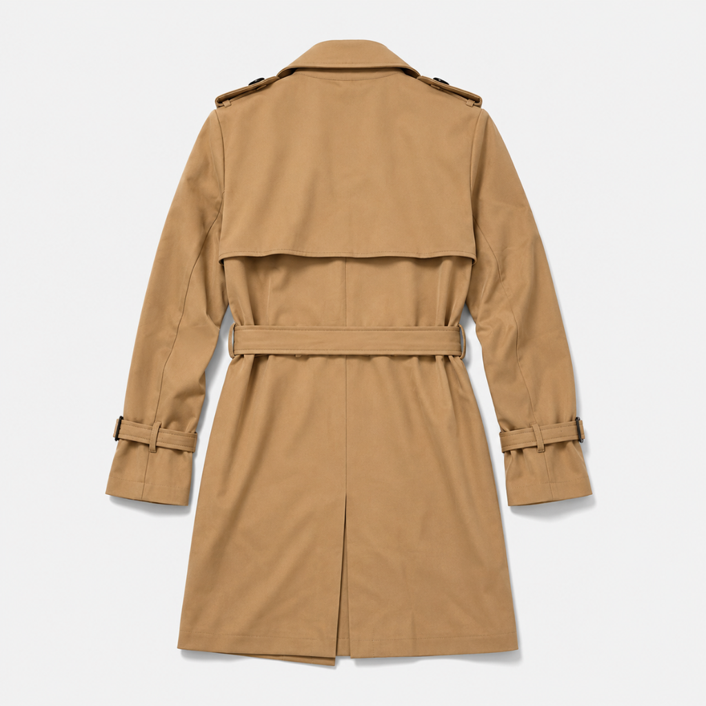 Damen Langer Doppelreihiger Trenchcoat – Klassischer Mantel mit Gürtel