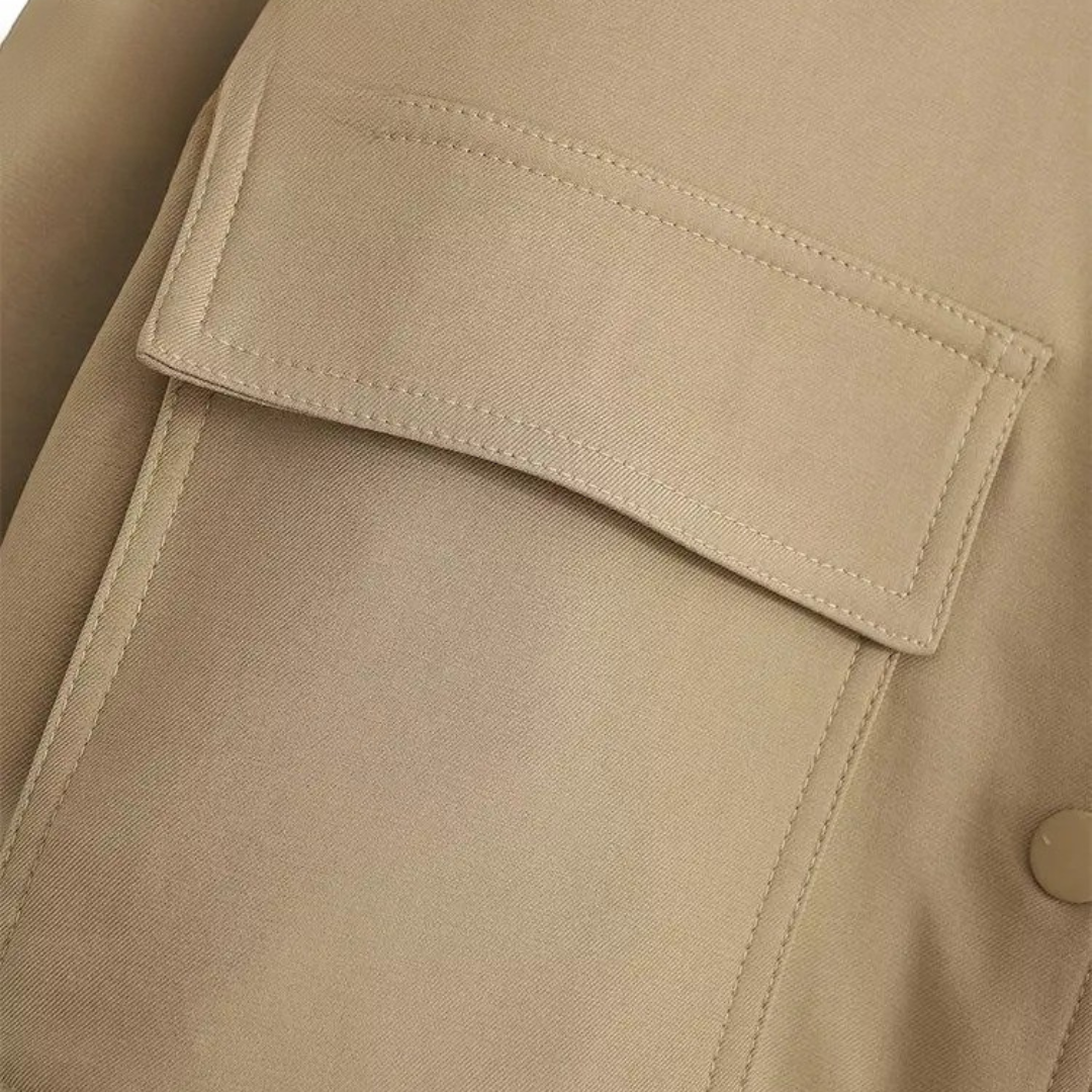 Mantel Damen mit V-Ausschnitt & Pattentaschen – Vellora Bomberjacke
