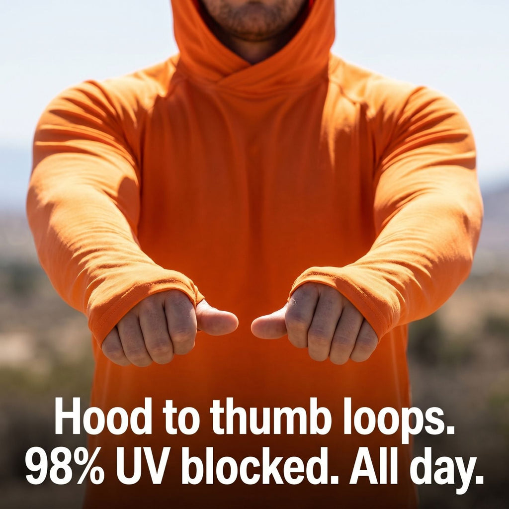 Herren UV-Hoodie UPF 50+ – leicht, schnelltrocknend mit Daumenschlaufen