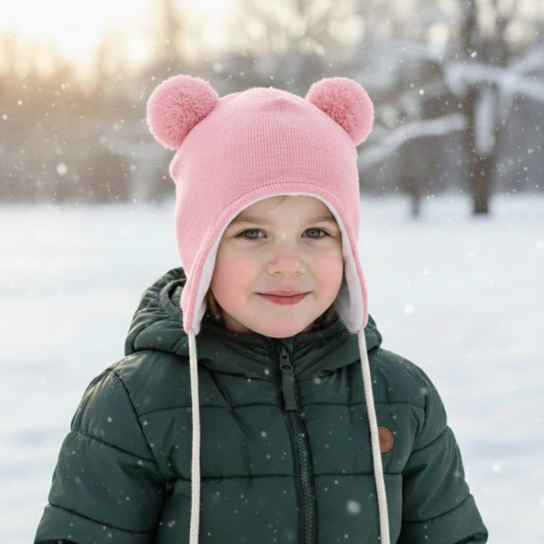 Mütze mit Ohrenklappen & Fleecefutter für Babys – BearHug Knit