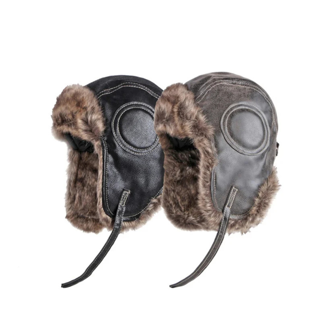Mütze Damen aus Veganer Lederoptik mit Warmem Kunstfell & Ohrenklappen – FrostGuard Trapper Hat