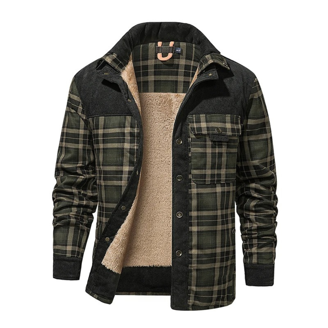 Flanell Pulloverjacke mit Fleece & Taschen – NordBerg Thermal