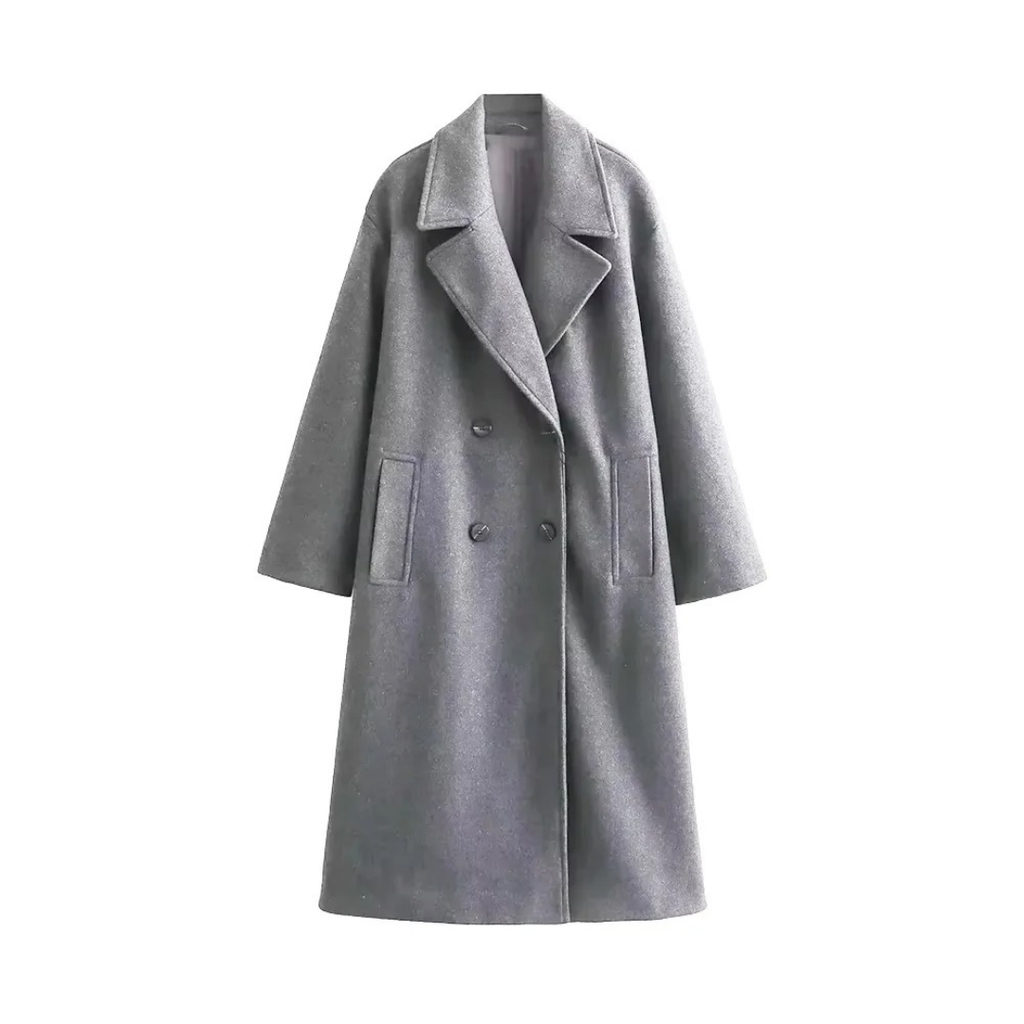 Mantel Damen Oversized mit Doppelreiher & Taschen – Nordveil Woolen Coat