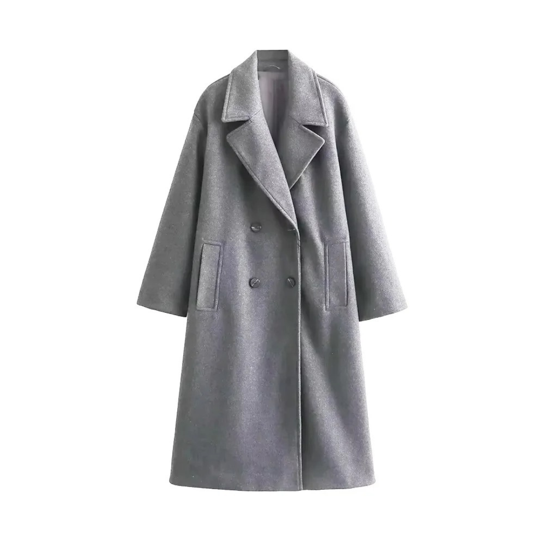 Mantel Damen Oversized mit Doppelreiher & Taschen – Nordveil Woolen Coat