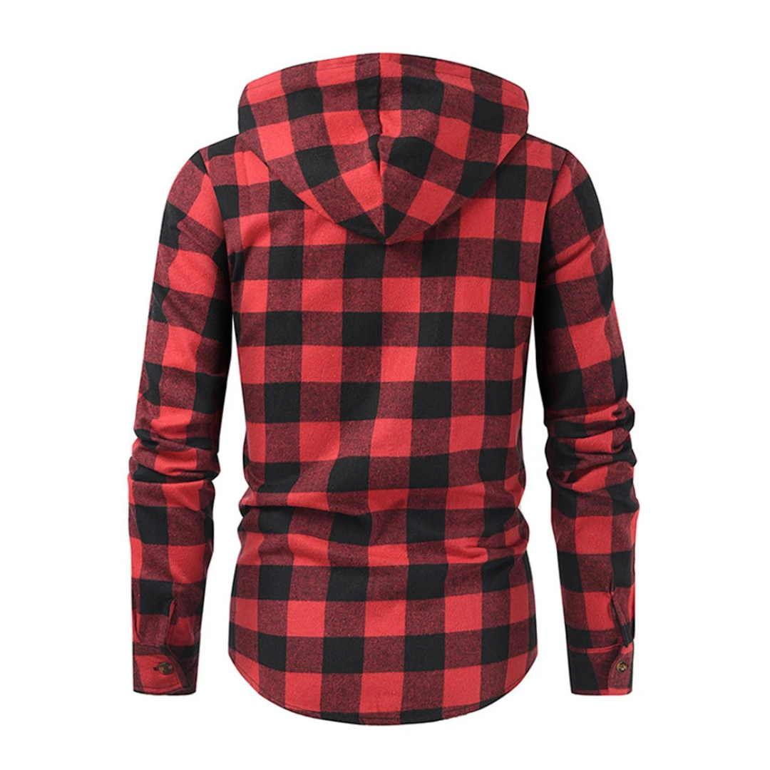 Flanell Kapuzenhemd mit Knopfleiste & atmungsaktivem Material – NordFlan Comfort Pullover
