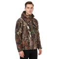 Wasserdichte Herren Softshell-Jacke in Camouflage – Winddichte Jagd-Fleecejacke mit Kapuze