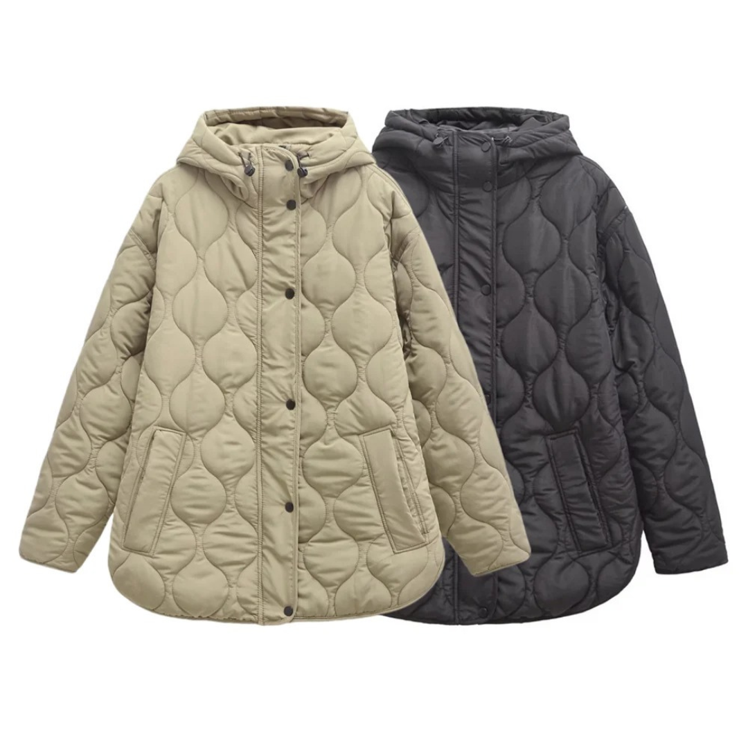 Mantel Damen mit Kapuze & Diamant-Steppdesign – ArcticWeave Coat