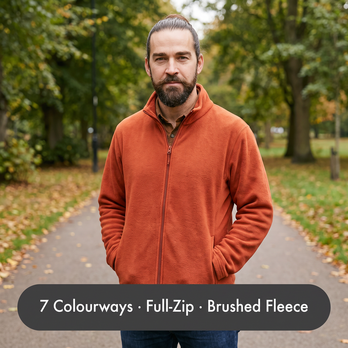 Herren Fleecejacke – durchgehender Reißverschluss, entspannte Passform
