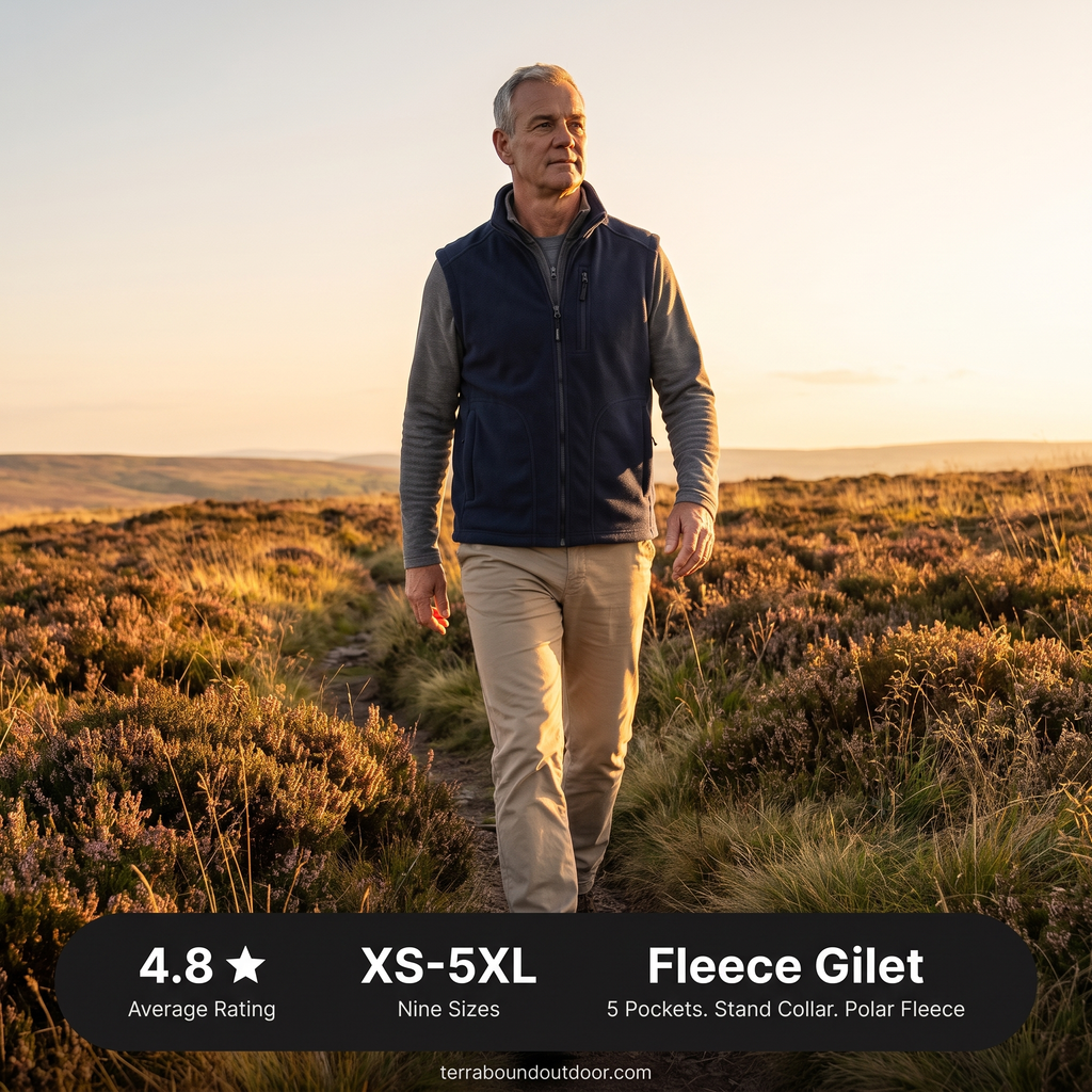 Herren Fleece-Weste mit vielen Taschen – Bodywarmer für Wandern und Outdoor