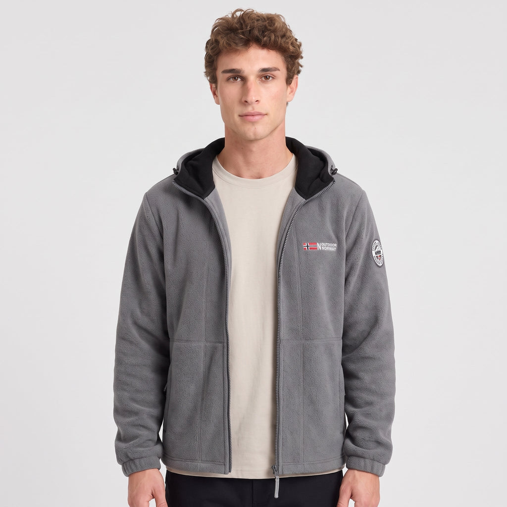 Herren Fleecejacke winddicht – mit Kapuze für Wandern und Spaziergänge