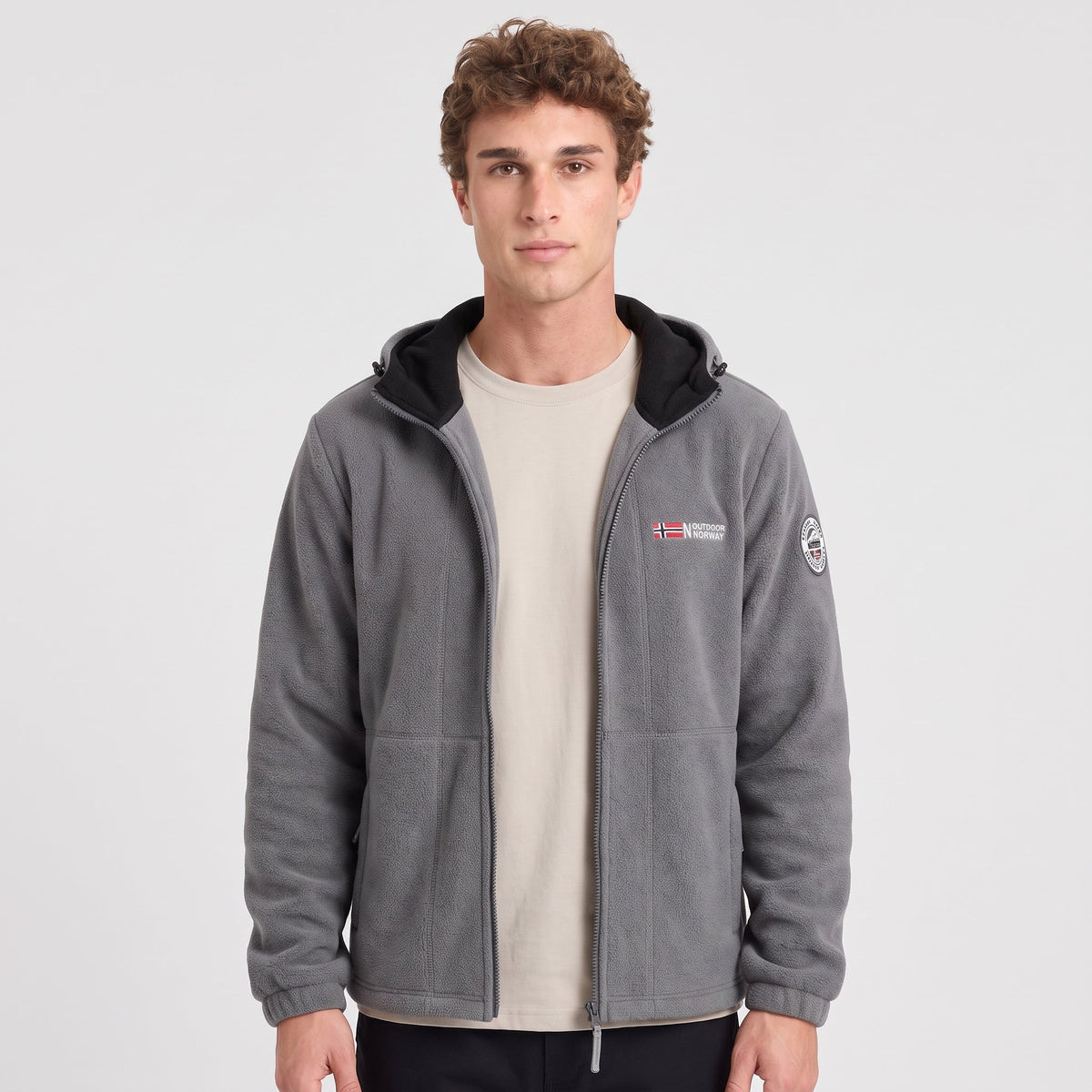 Herren Fleecejacke winddicht – mit Kapuze für Wandern und Spaziergänge