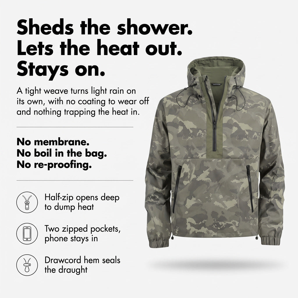 Herren Camo-Windbreaker – leichter Anorak mit Kapuze, Half-Zip