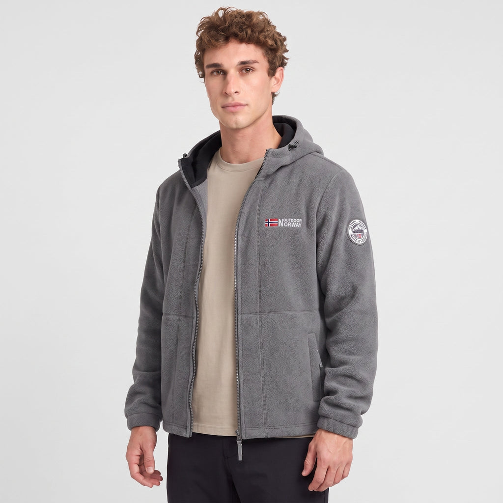 Herren Fleecejacke winddicht – mit Kapuze für Wandern und Spaziergänge