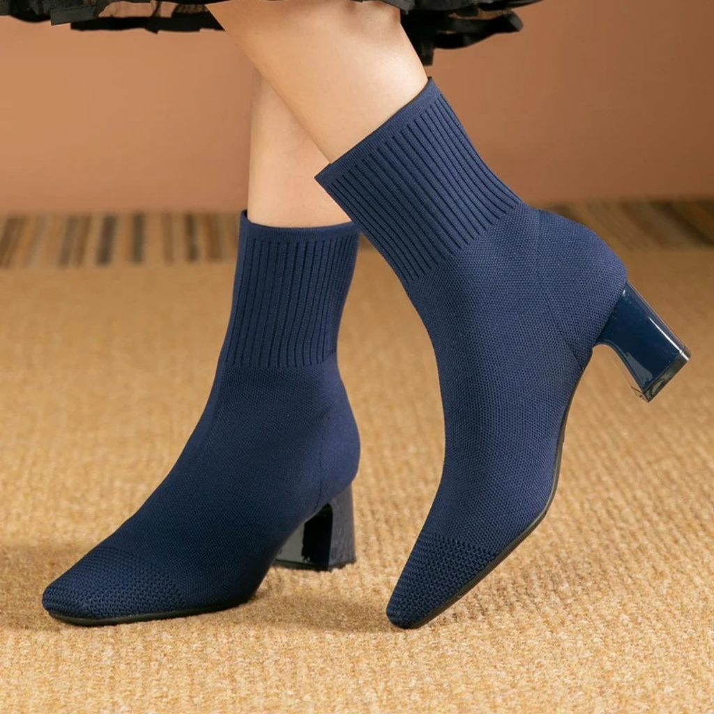 Stiefel mit Strickdesign & Absatz 4,5 cm – KnitEase Ankle Boots