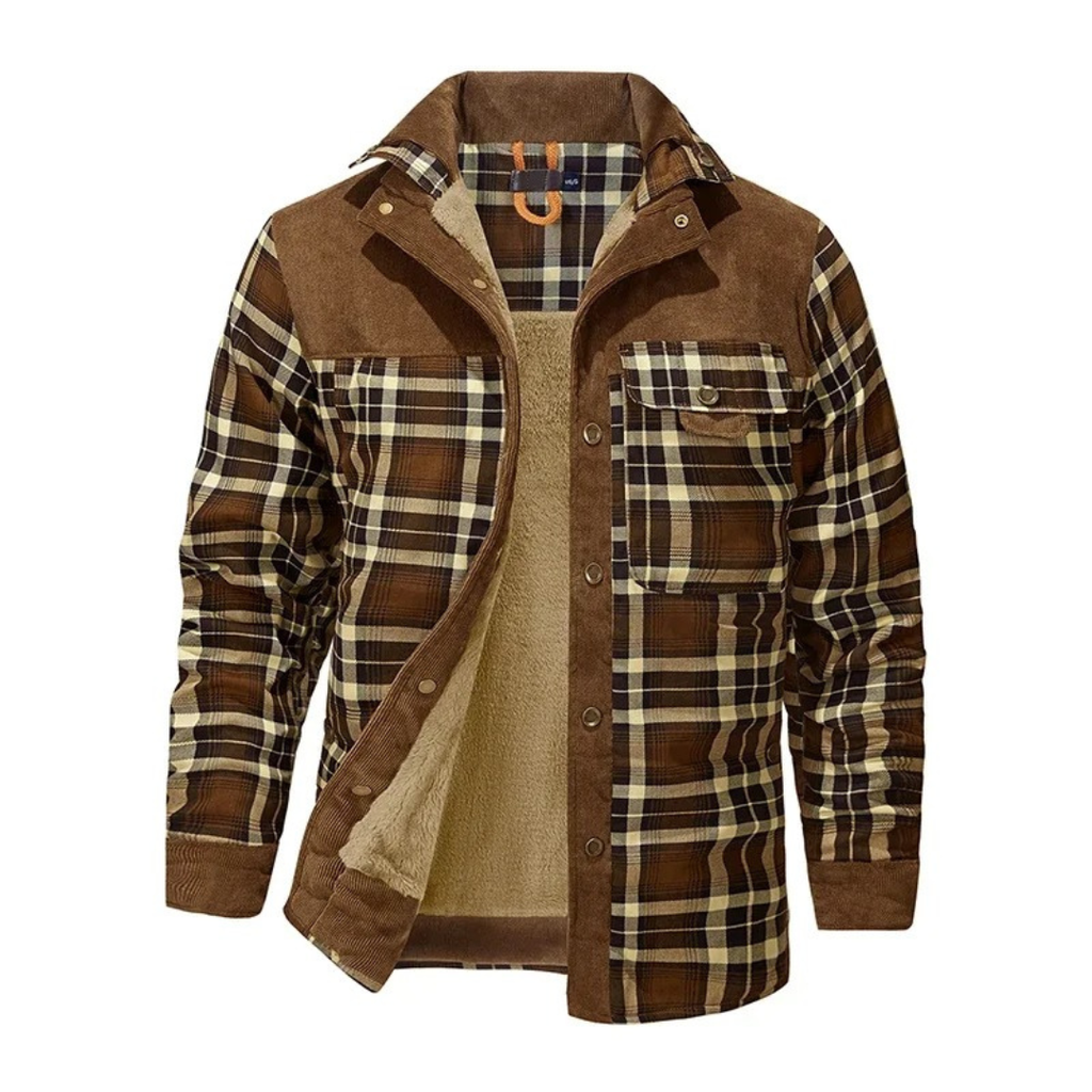 Flanell Pulloverjacke mit Fleece & Taschen – NordBerg Thermal