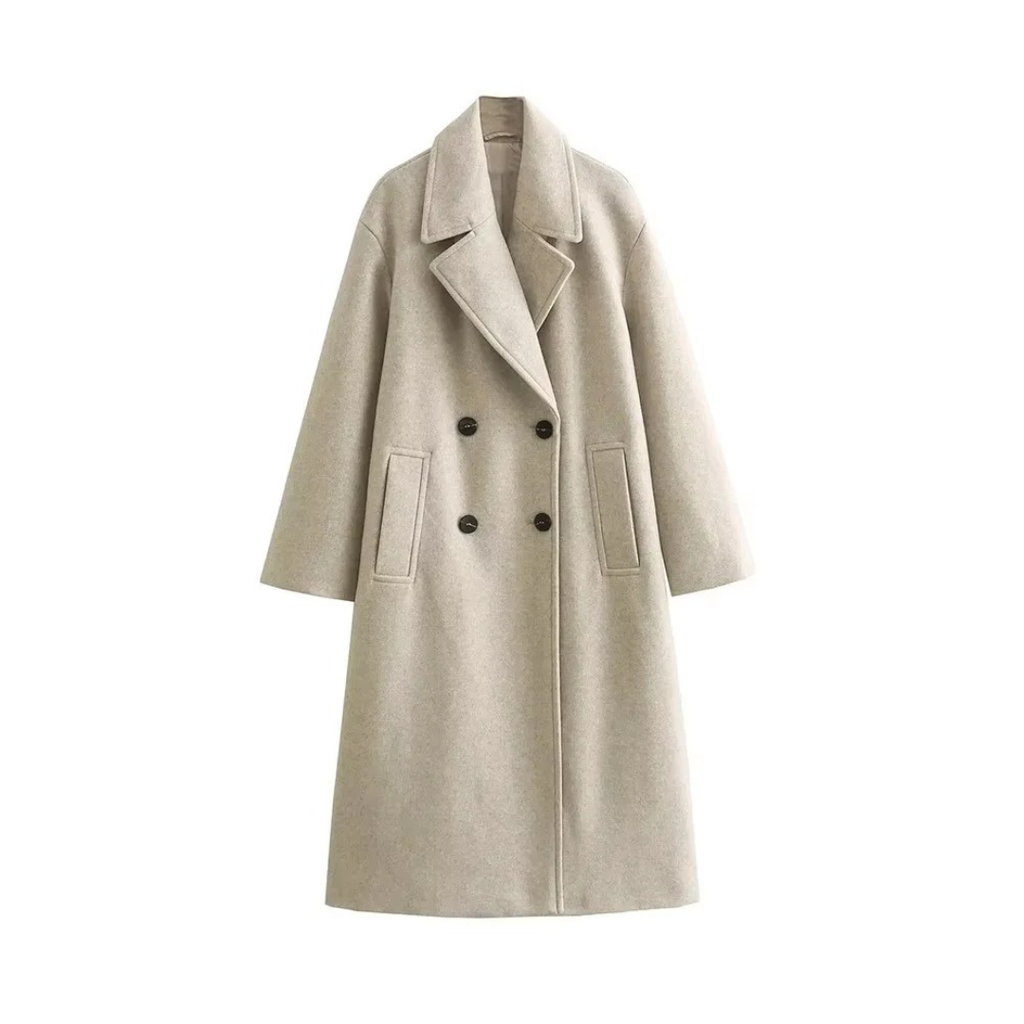 Mantel Damen Oversized mit Doppelreiher & Taschen – Nordveil Woolen Coat