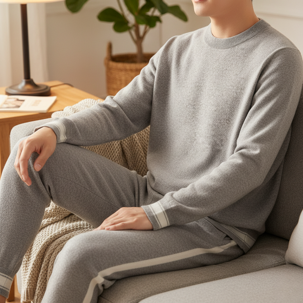 Herren Trainingsanzug – Zweiteiliges Set mit Pullover & Jogginghose | Weicher Strickanzug für Komfort & Stil