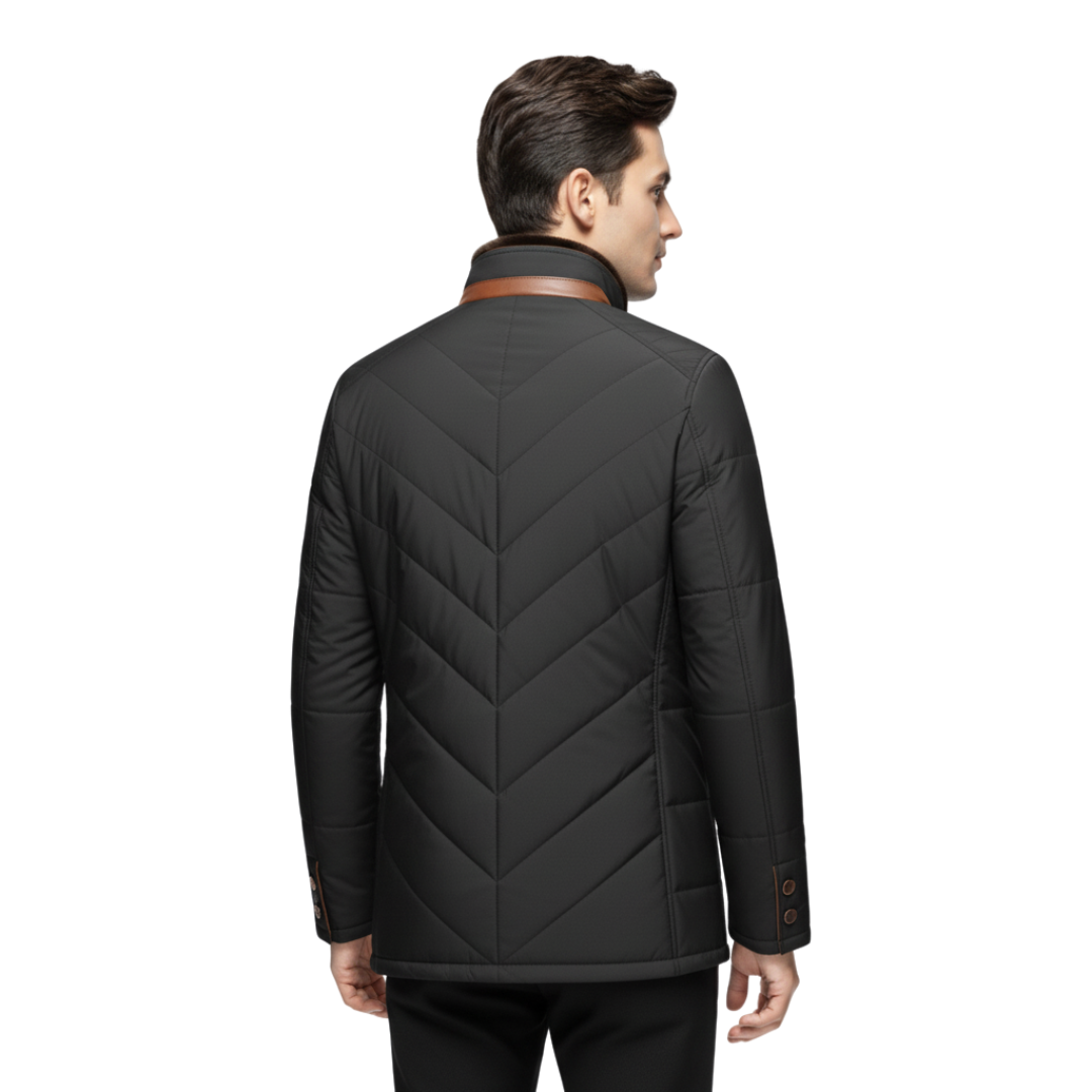 Herren Steppjacke mit Stehkragen – Warmer Gefütterter Wintermantel