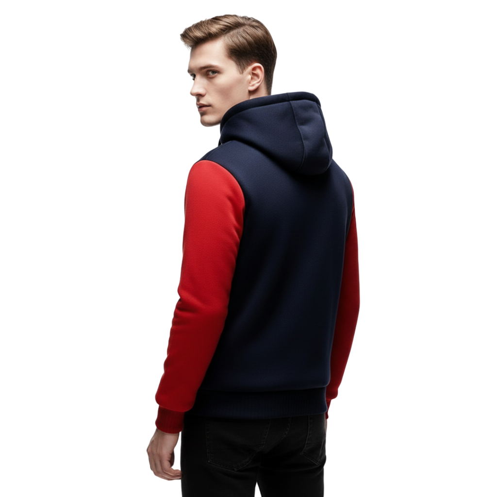 Herren Fleecejacke mit Sherpa-Futter – Warme Kapuzenjacke mit Reißverschluss für den Winter