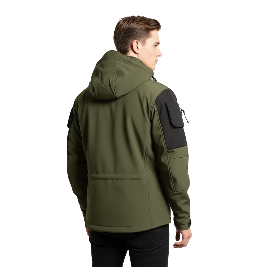 Wasserdichte taktische Fleecejacke für Herren – Winddichte Softshell mit Kapuze