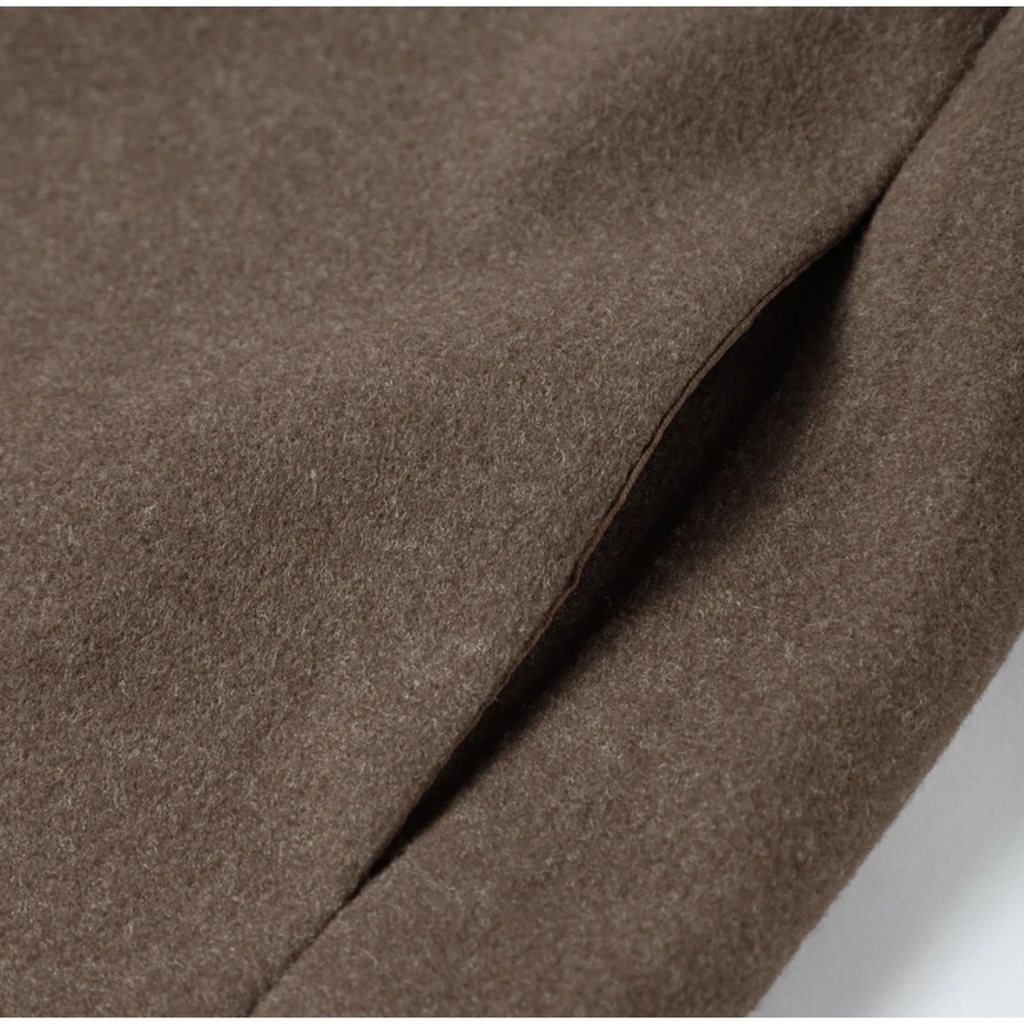 Damen Kurzjacke aus Wollmischung mit Reißverschluss – Minimalistischer Mantel mit weitem Ärmel